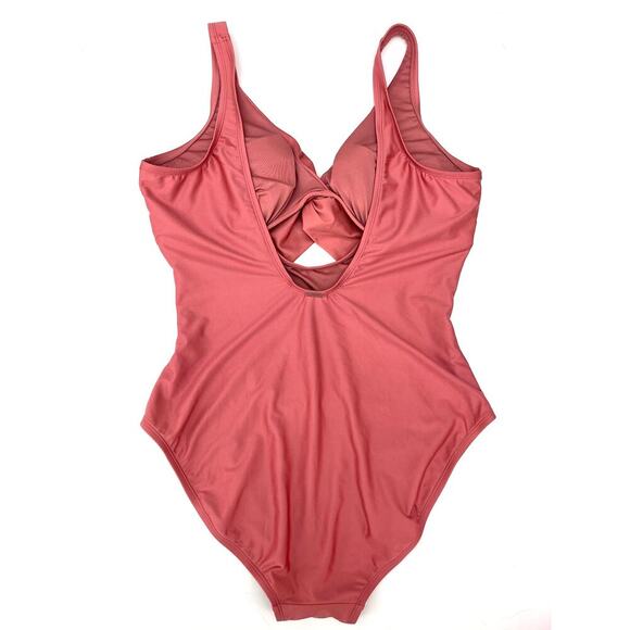 DKNY COMPACT CORAL Peek-a-Boo Twist One-Piece Swimsuit 16 NWT - Picture 3 of 4